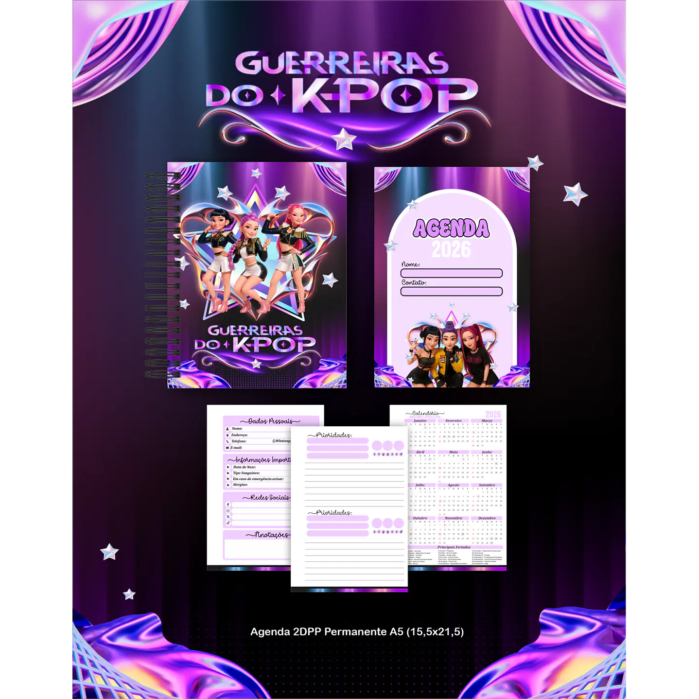 Kit Digital de Encadernação Guerreiras do K-Pop  7