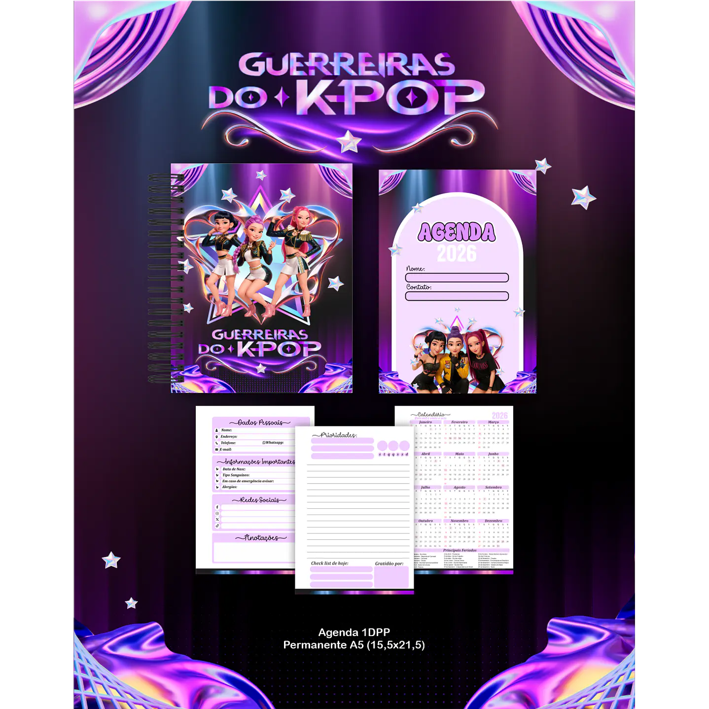Kit Digital de Encadernação Guerreiras do K-Pop  8