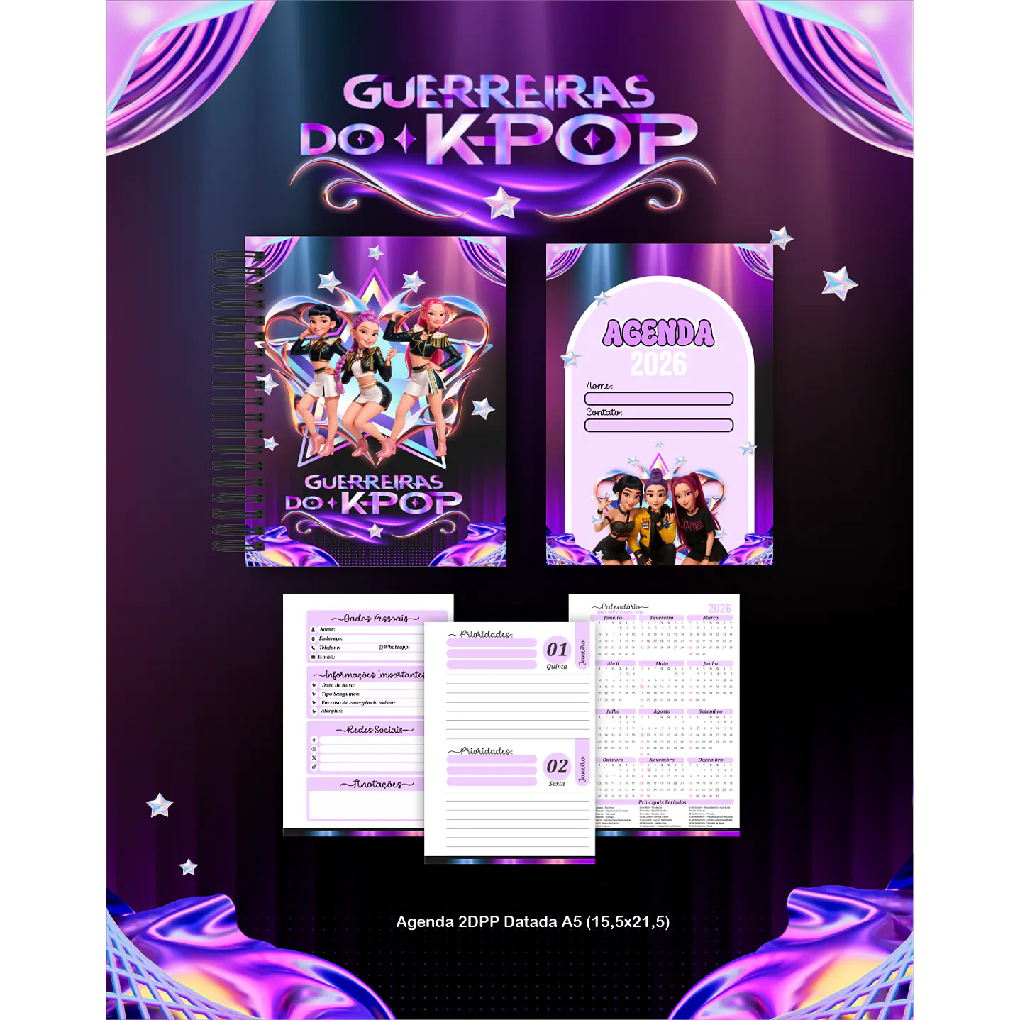 Kit Digital de Encadernação Guerreiras do K-Pop  9