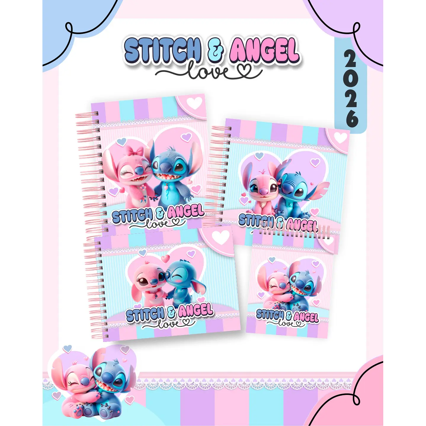 Encadernação Digital Stitch e Angel Love 2