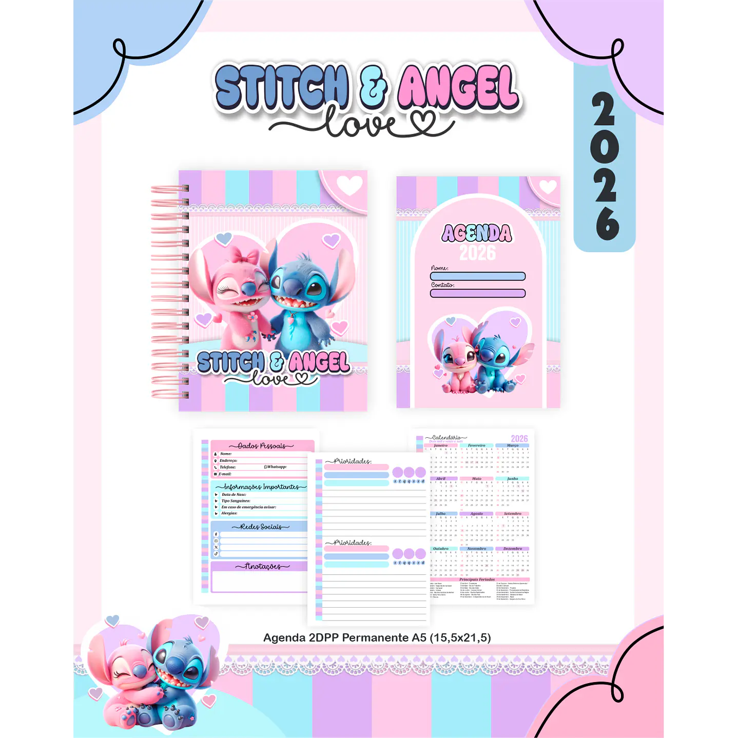 Encadernação Digital Stitch e Angel Love 3