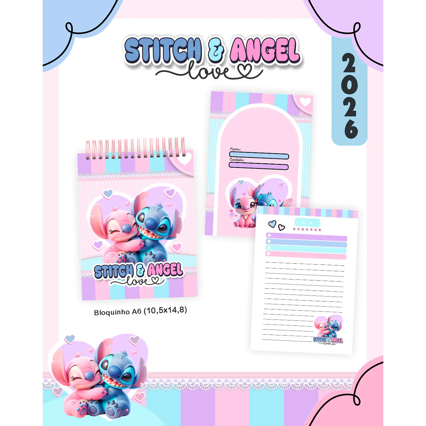 Encadernação Digital Stitch e Angel Love 4