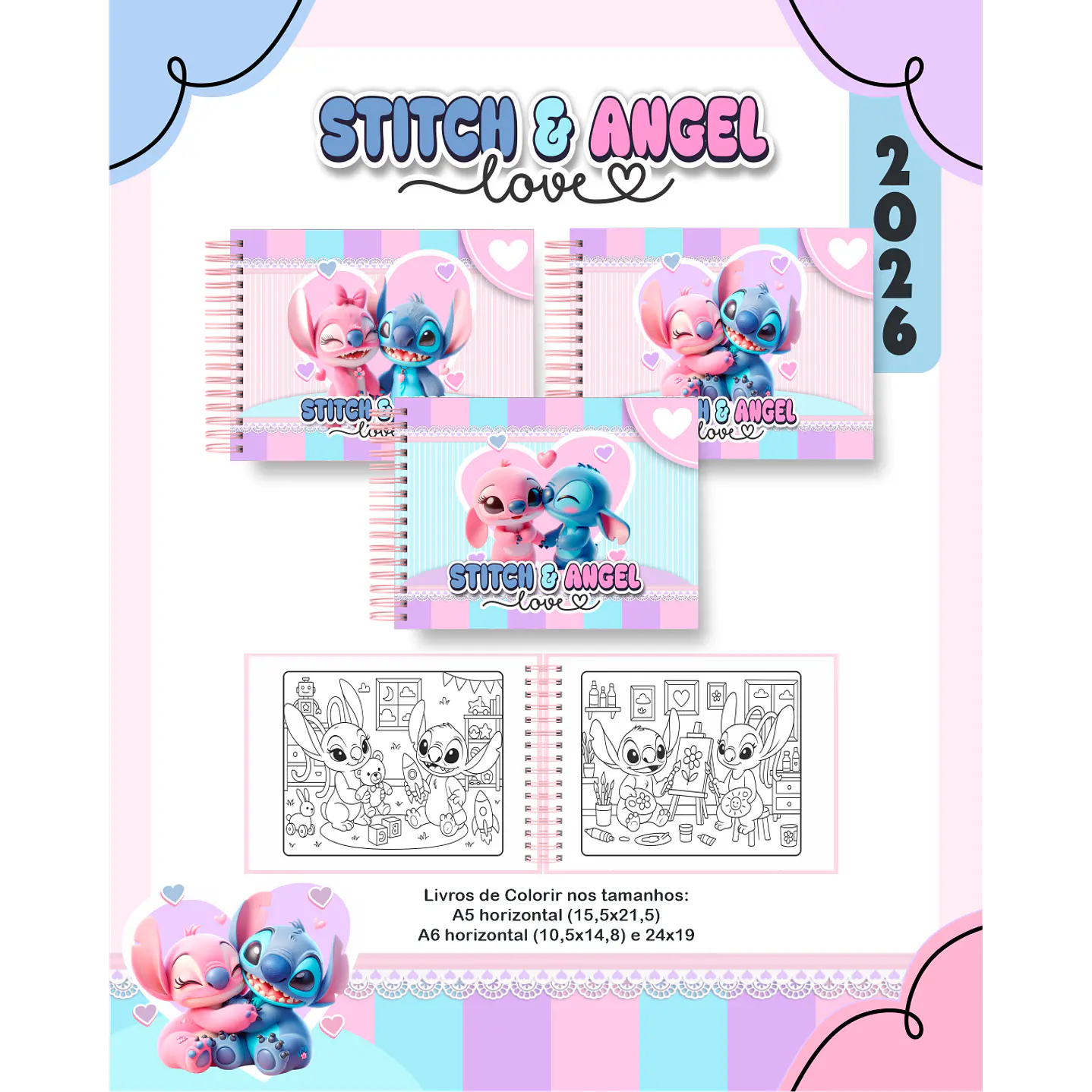 Encadernação Digital Stitch e Angel Love 5