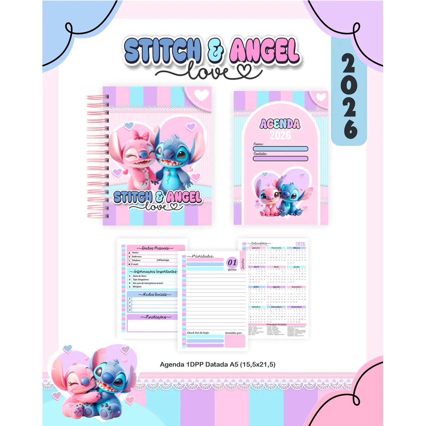 Encadernação Digital Stitch e Angel Love 9