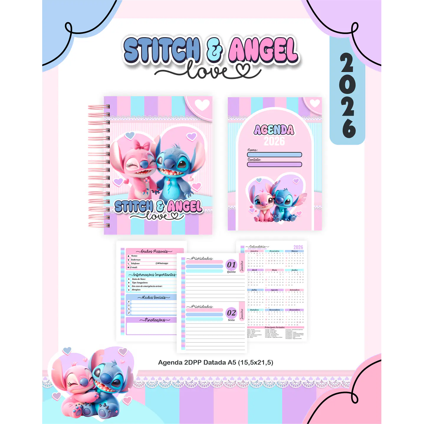 Encadernação Digital Stitch e Angel Love 10