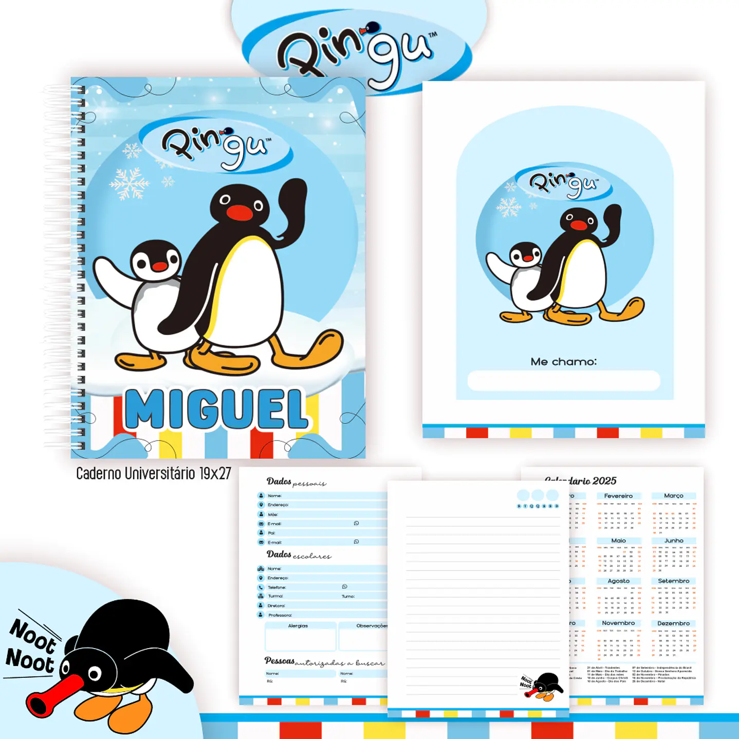 Kit Digital Encadernação Pingu - Volta às Aulas Completo 3