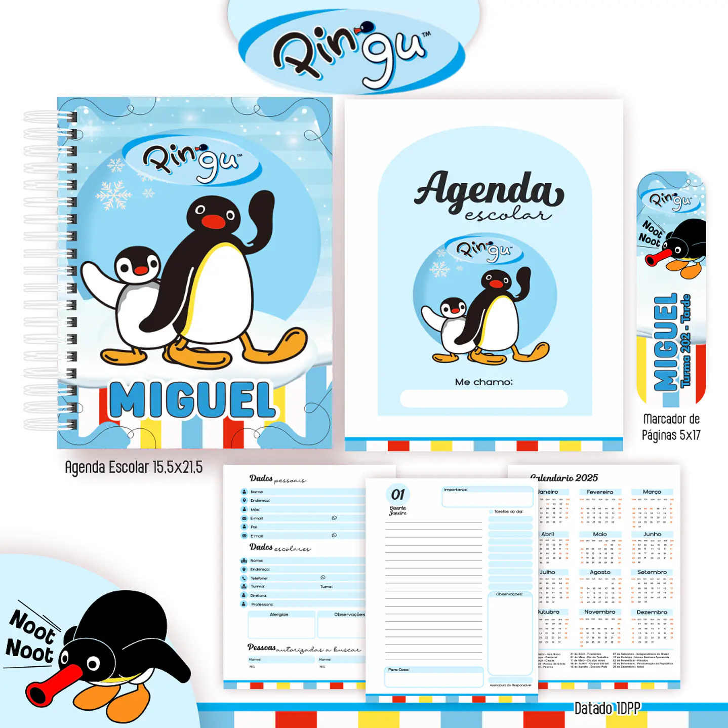 Kit Digital Encadernação Pingu - Volta às Aulas Completo 5