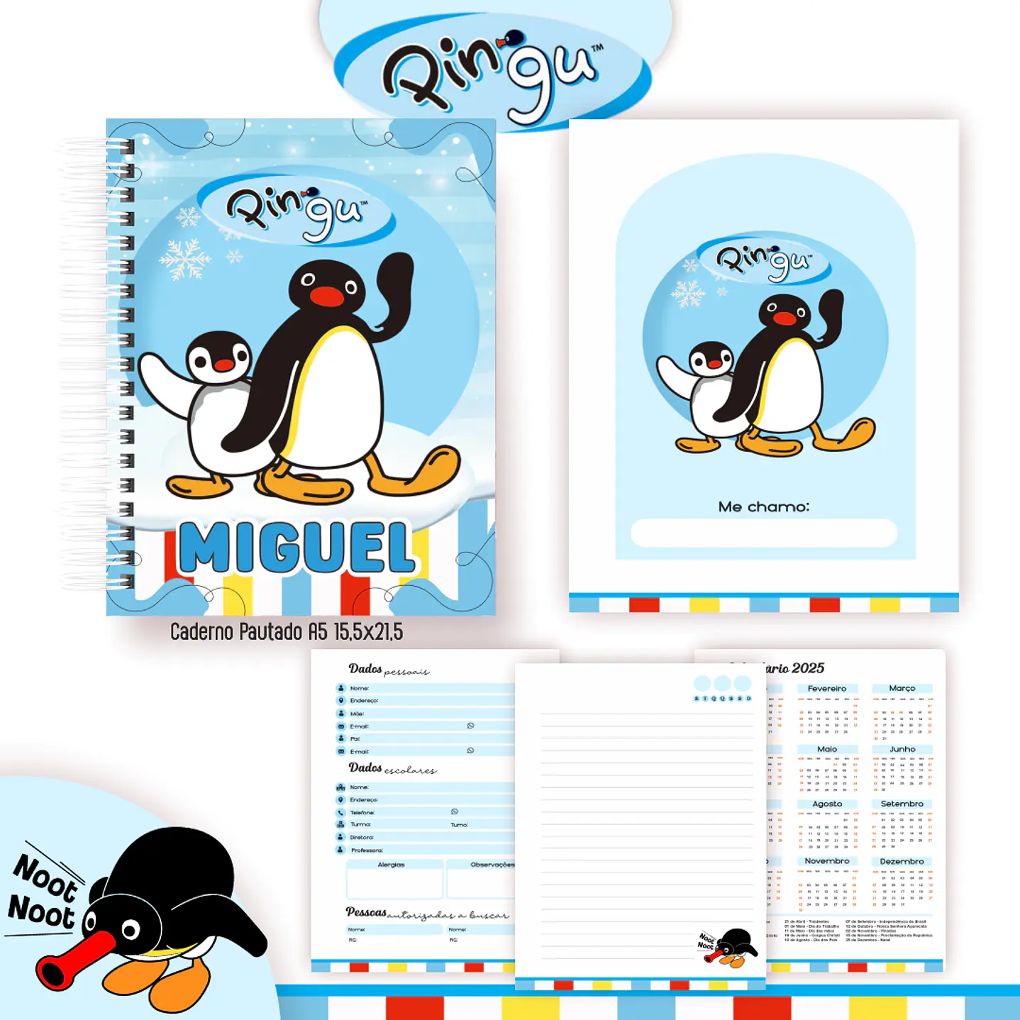 Kit Digital Encadernação Pingu - Volta às Aulas Completo 7