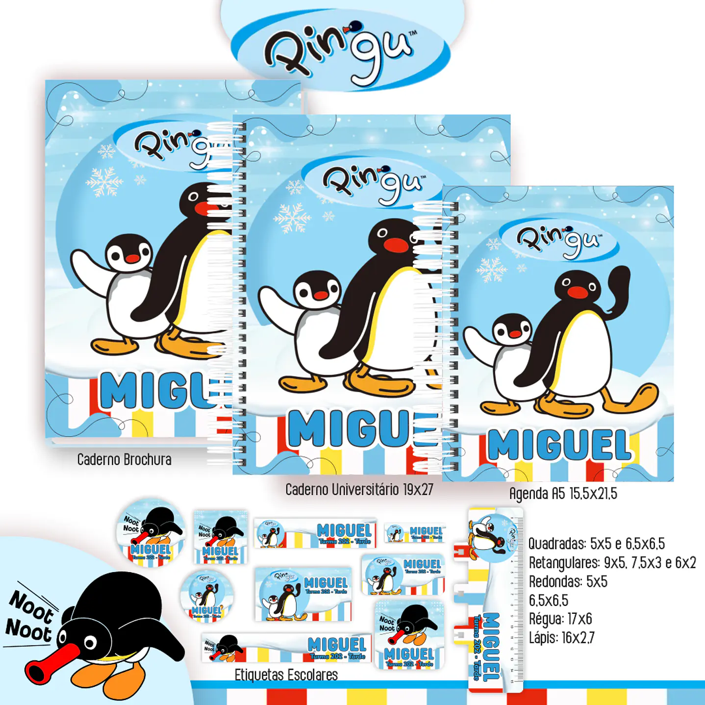 Kit Digital Encadernação Pingu - Volta às Aulas Completo 4