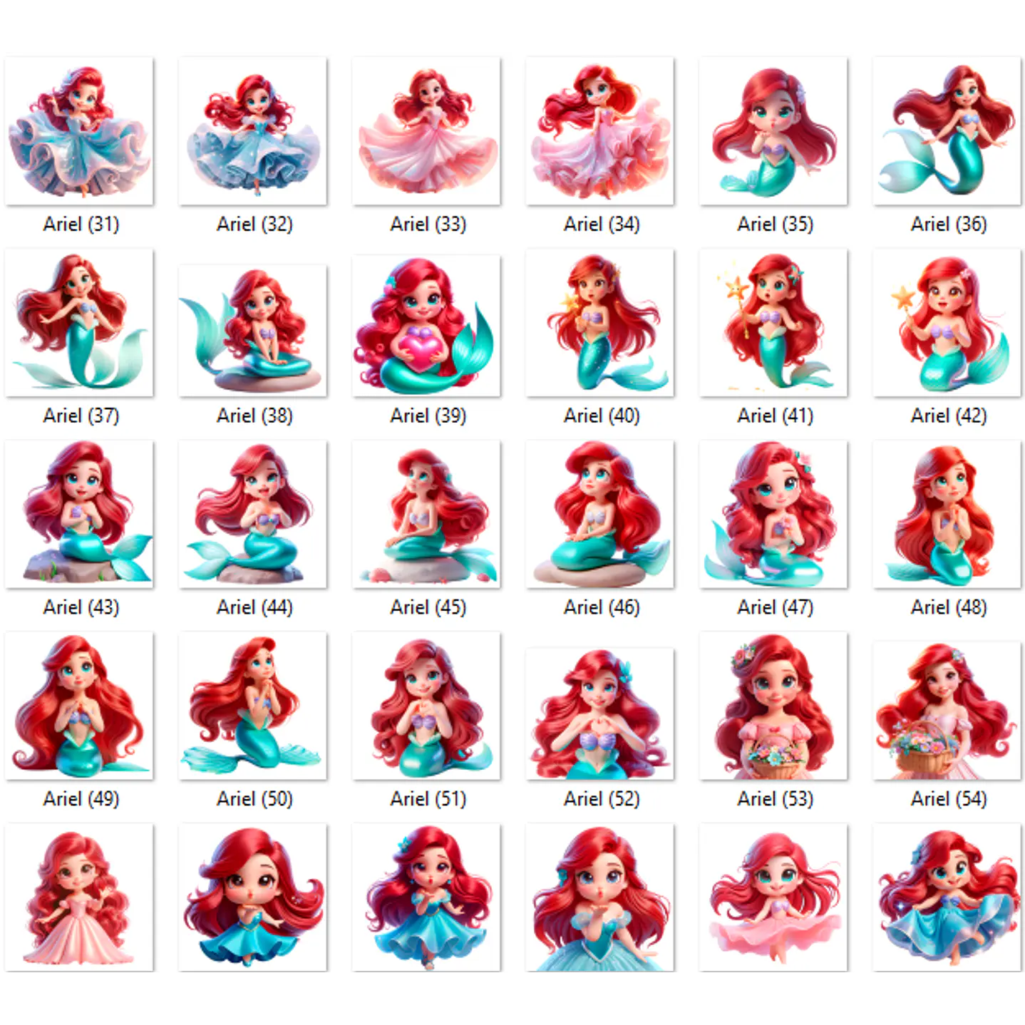 Kit digital Ariel a Pequena Sereia 84 Png e 70 Fundos Vol.2 2