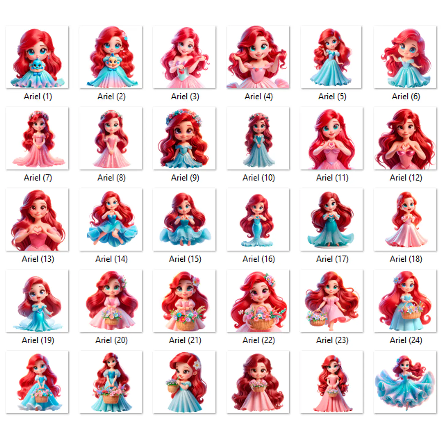 Kit digital Ariel a Pequena Sereia 84 Png e 70 Fundos Vol.2 3