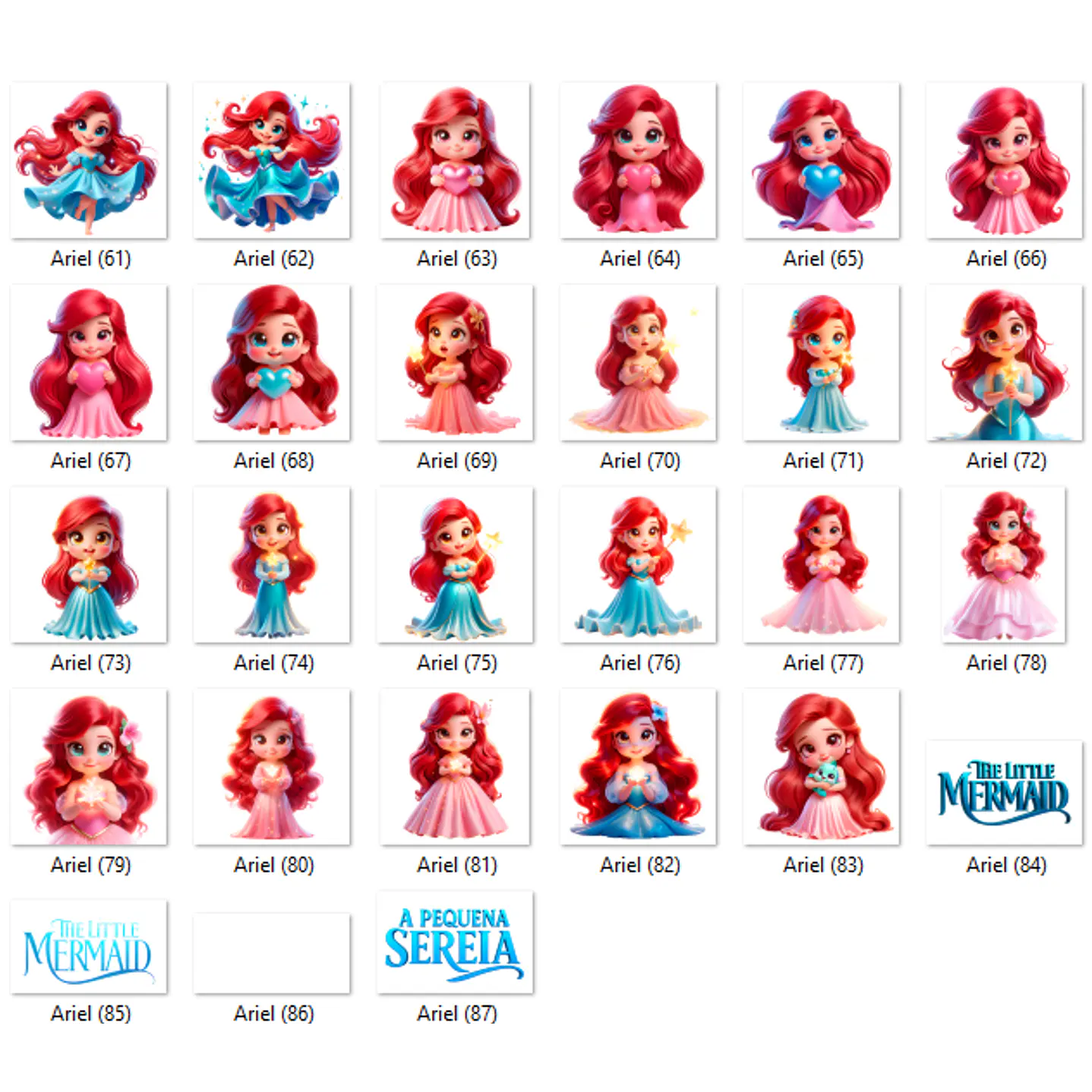 Kit digital Ariel a Pequena Sereia 84 Png e 70 Fundos Vol.2 4