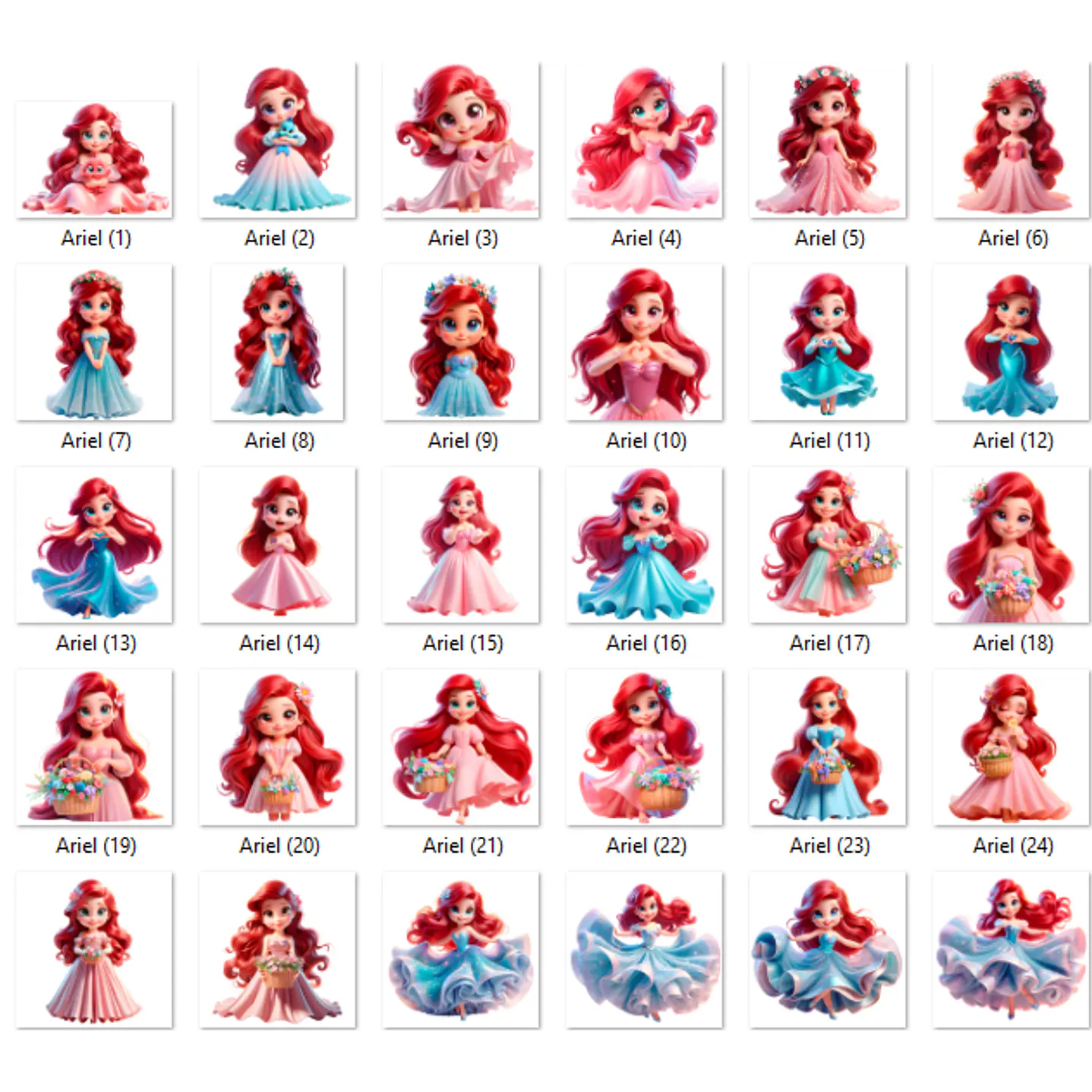 Kit digital Ariel a Pequena Sereia 85 Png e 70 Fundos  2