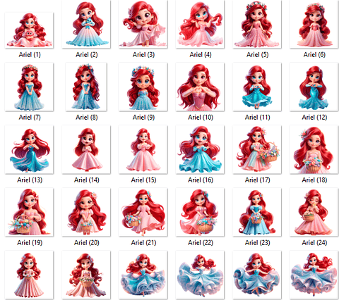 Kit digital Ariel a Pequena Sereia 85 Png e 70 Fundos 