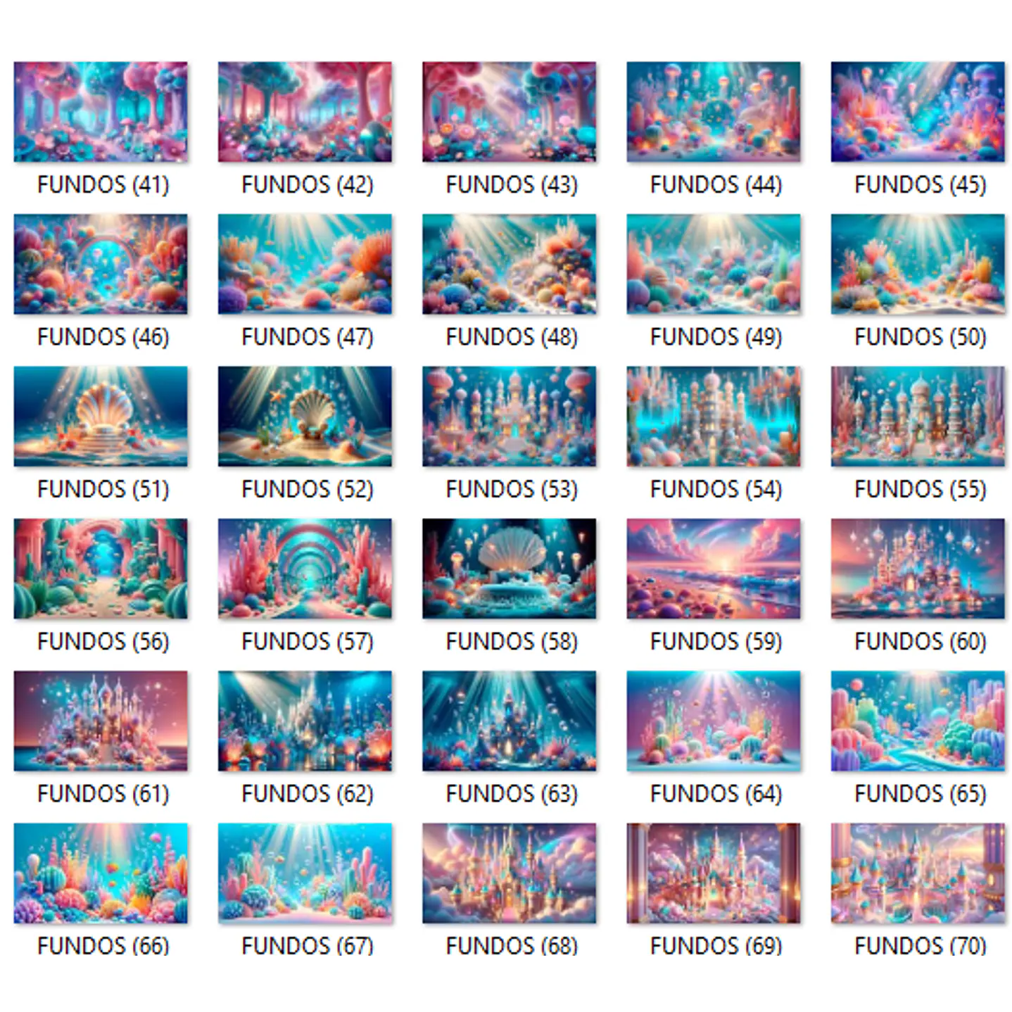 Kit digital Ariel a Pequena Sereia 85 Png e 70 Fundos  4