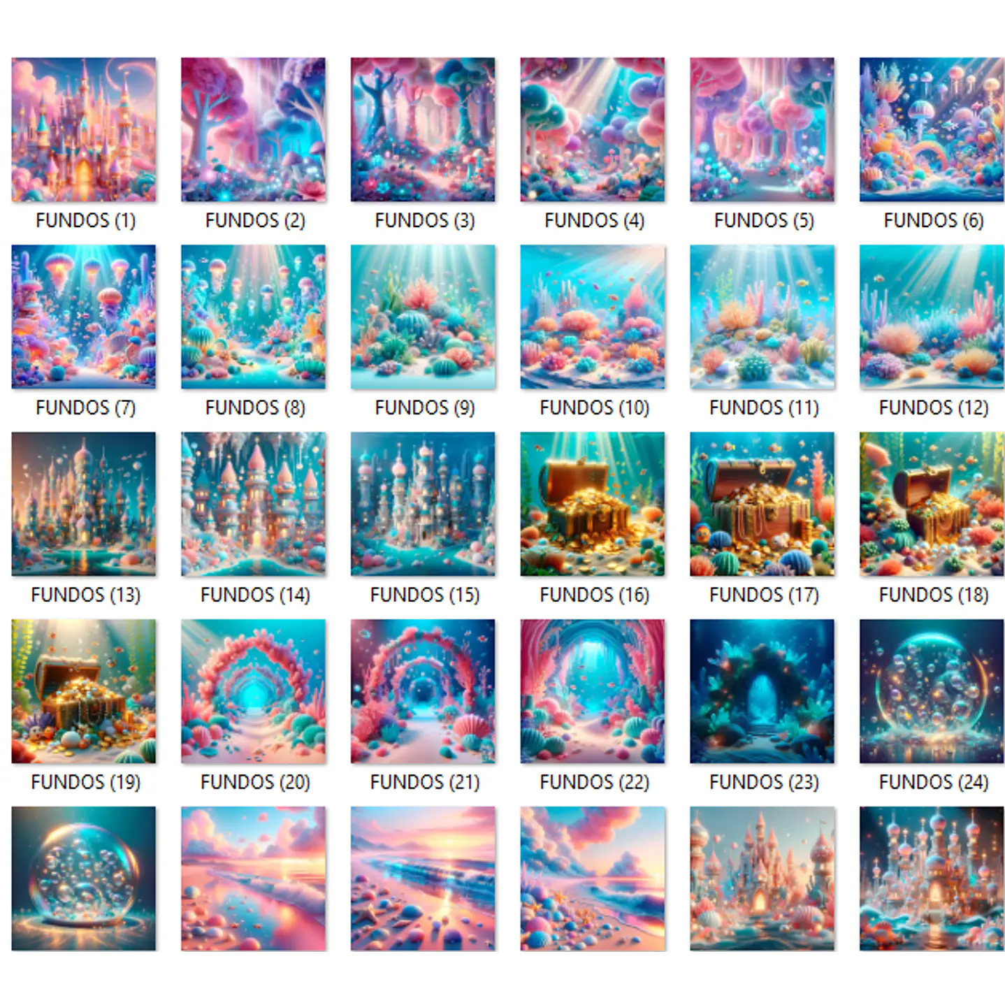 Kit digital Ariel a Pequena Sereia 85 Png e 70 Fundos  5