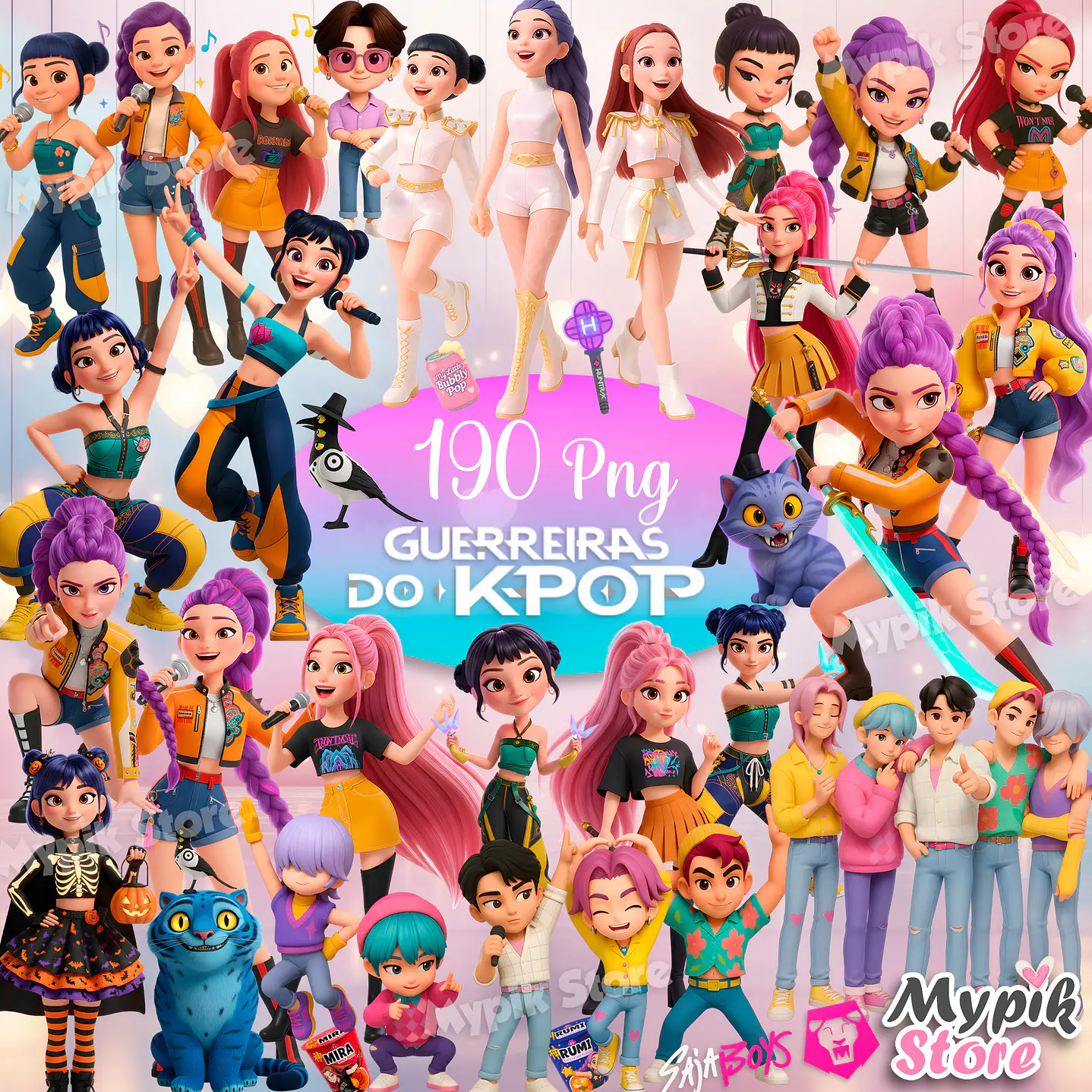 Kit Digital Guerreiras do K POP - PNG e Fundos  1