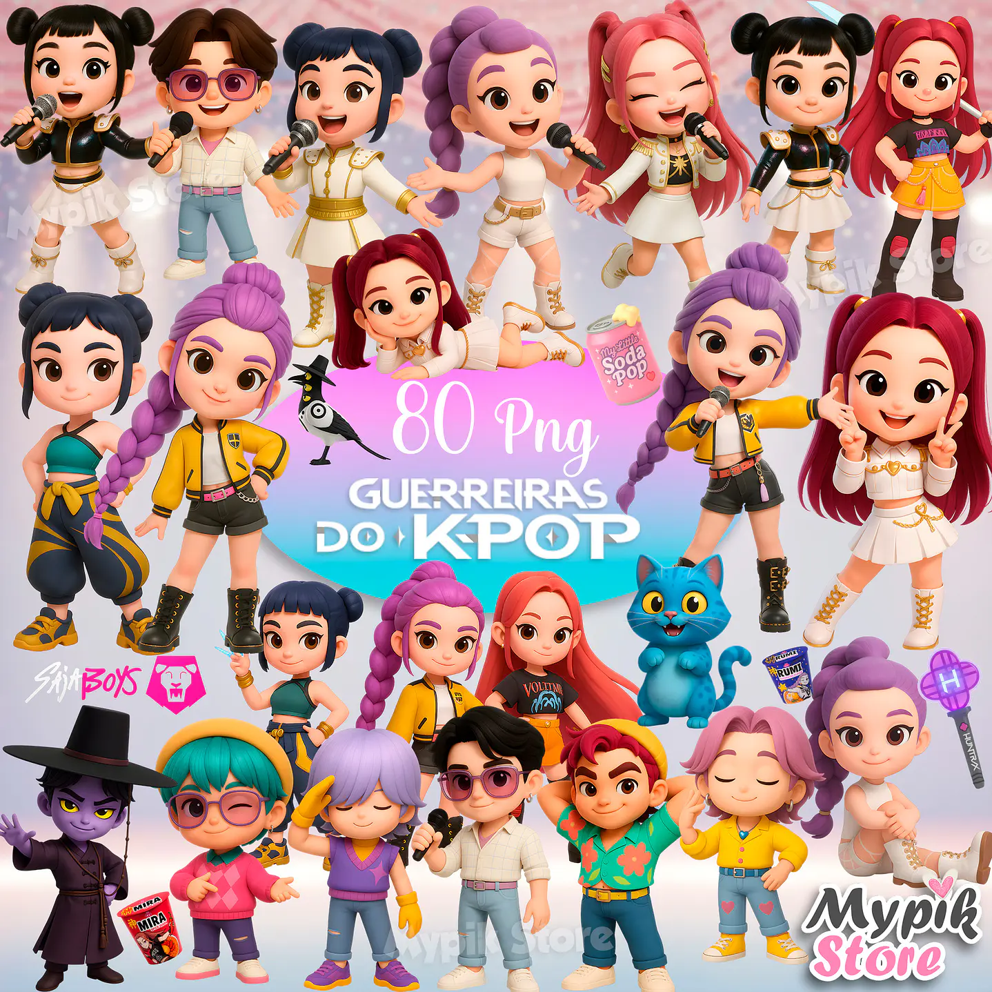 Kit Digital Guerreiras do K-POP  Cute Imagens PNG e Fundos   2
