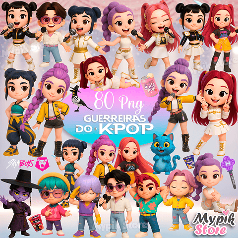 Kit Digital Guerreiras do K-POP  Cute Imagens PNG e Fundos  
