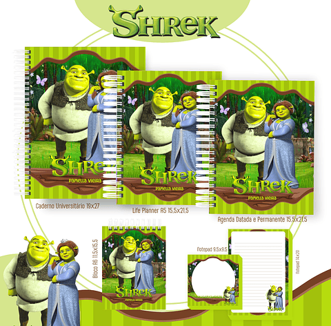 Kit Digital Encadernação Shrek - Volta às Aulas Completo