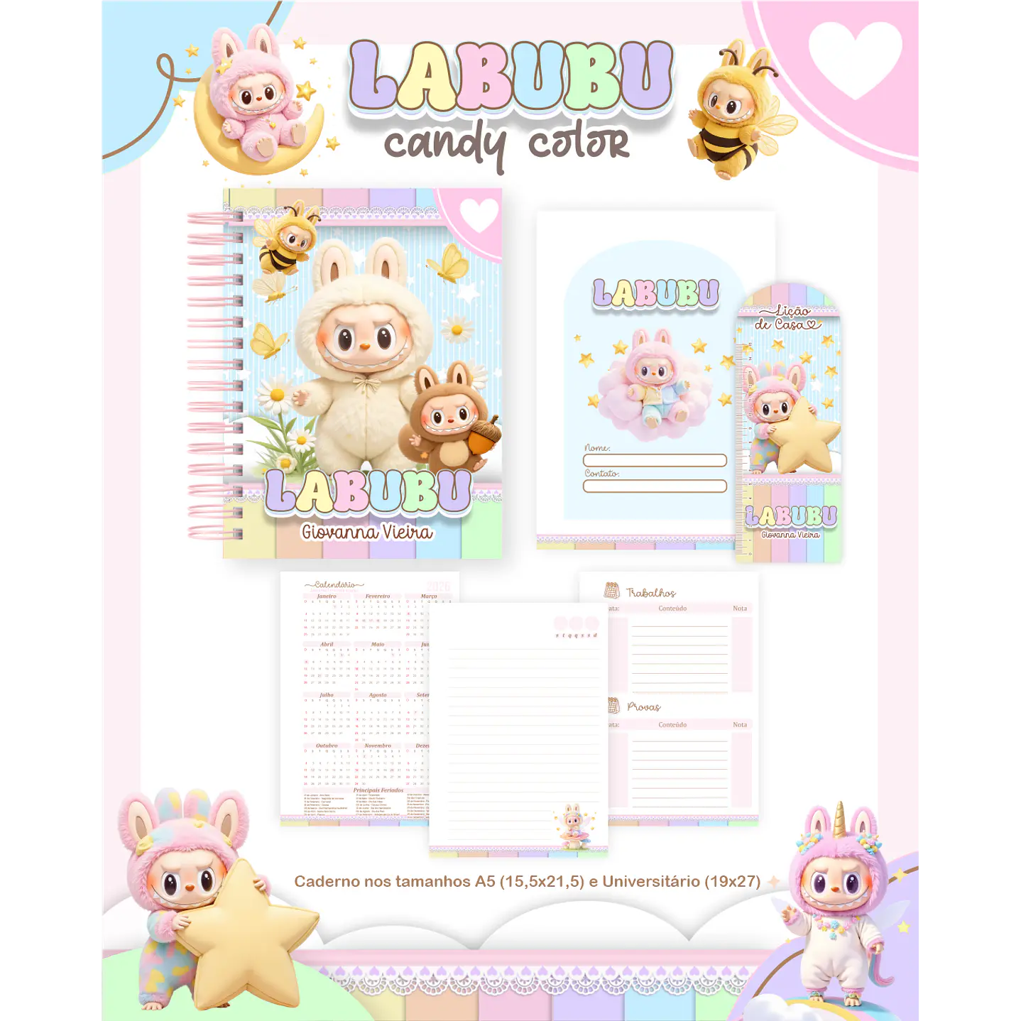Kit Digital Encadernação Labubu Candy Envio Automático 2