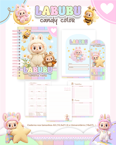 Kit Digital Encadernação Labubu Candy Envio Automático