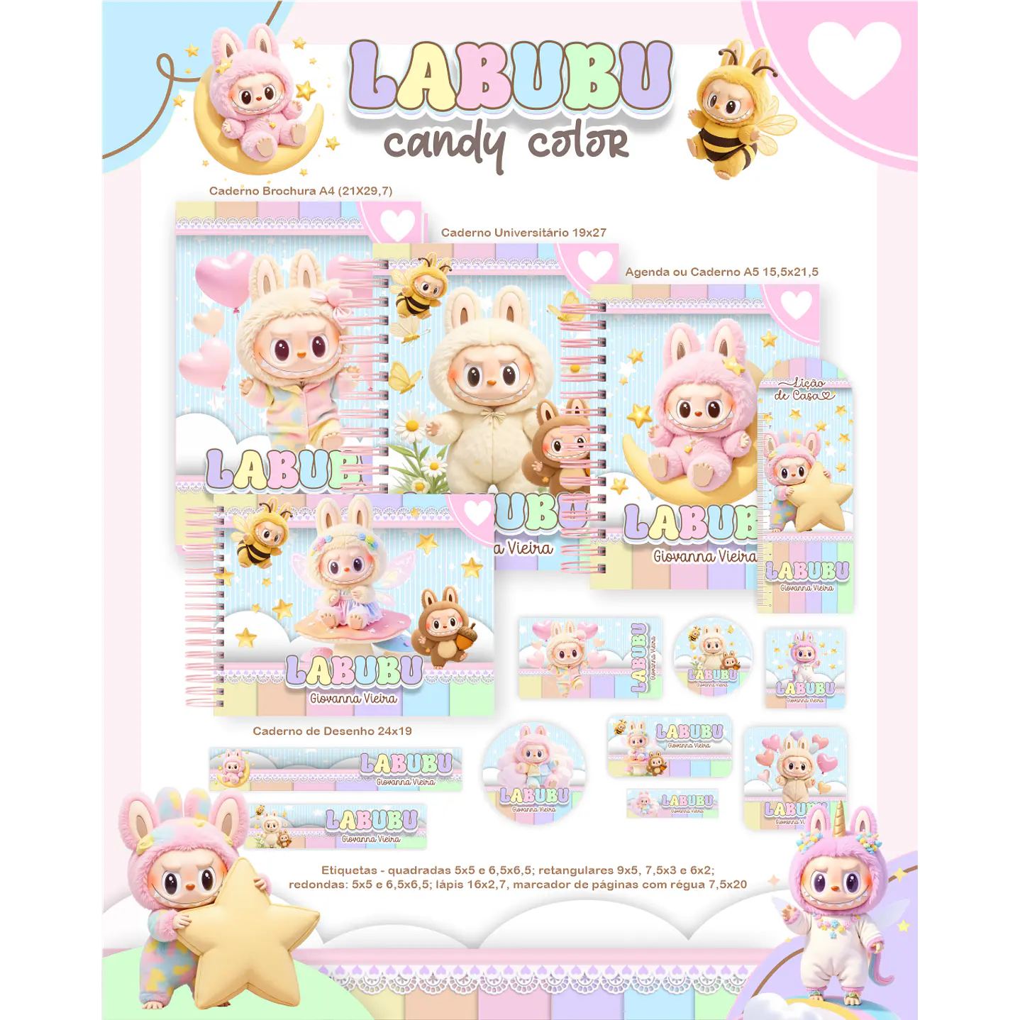 Kit Digital Encadernação Labubu Candy Envio Automático 1