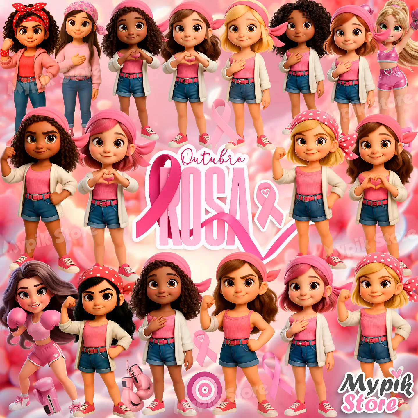 Kit Digital Outubro Rosa Png e Fundos 1