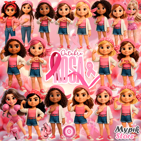 Kit Digital Outubro Rosa Png e Fundos