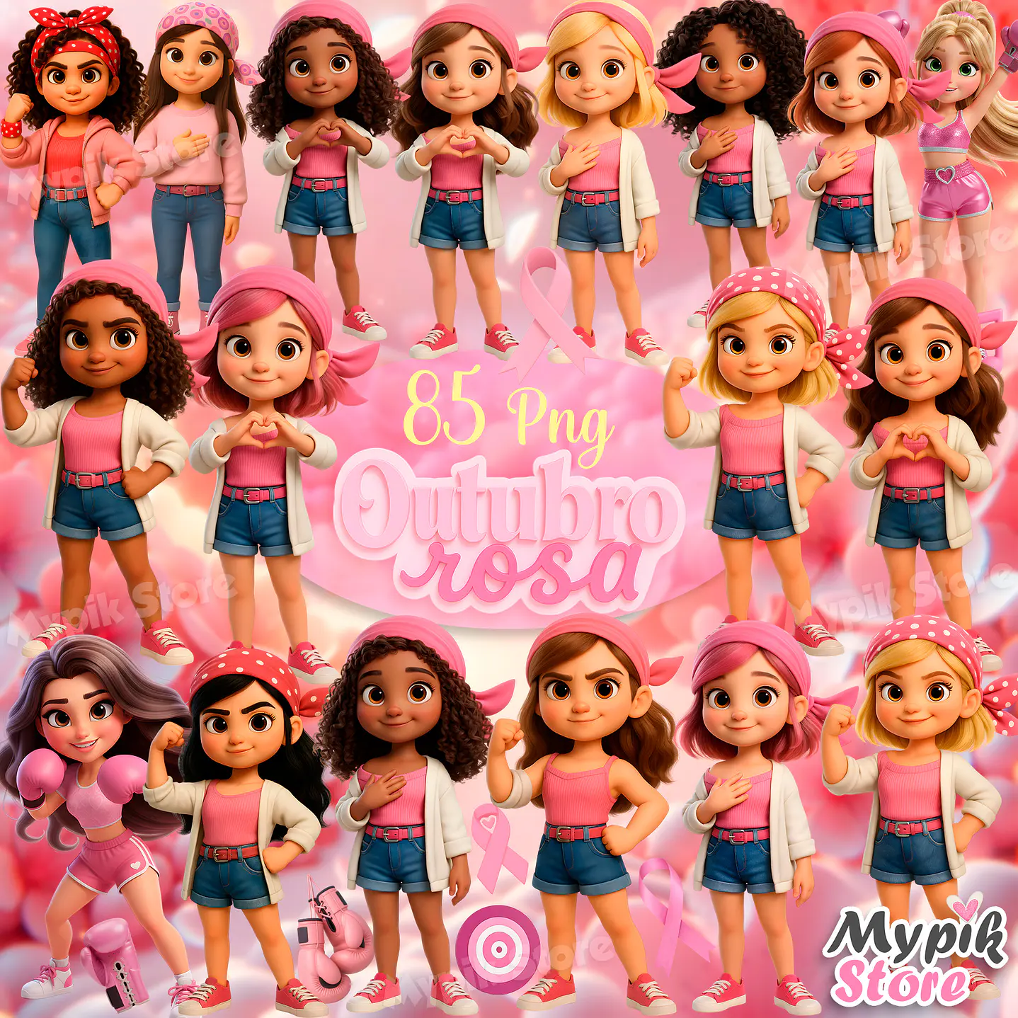 Kit Digital Outubro Rosa Png e Fundos 2