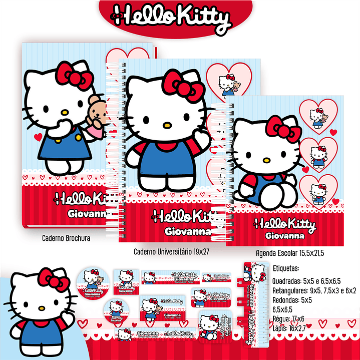 Kit Digital Encadernação Hello Kitty - Volta às Aulas 7