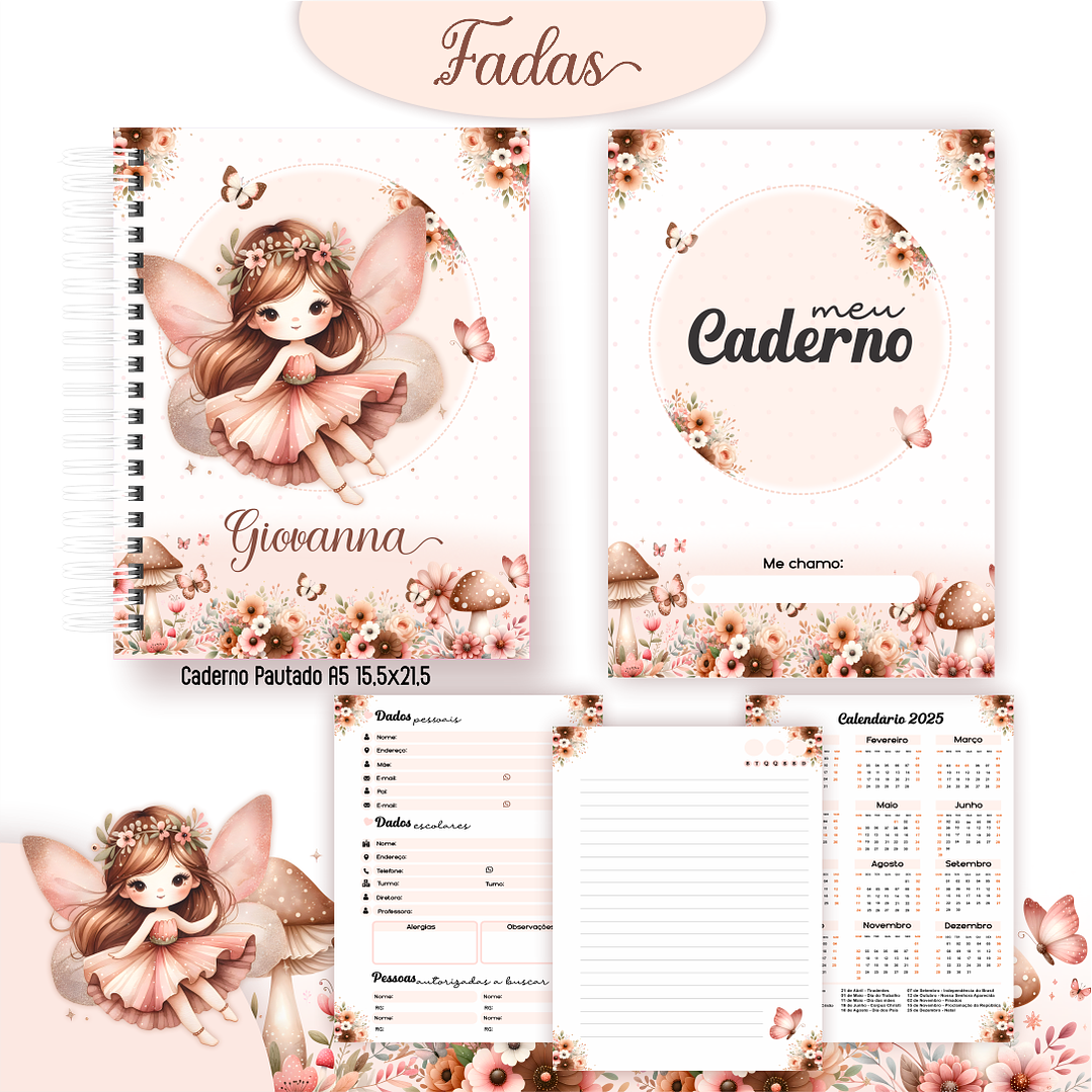 Kit Digital Encadernação Fadas - Volta às Aulas 3