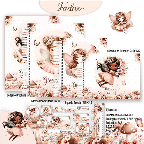 Kit Digital Encadernação Fadas - Volta às Aulas