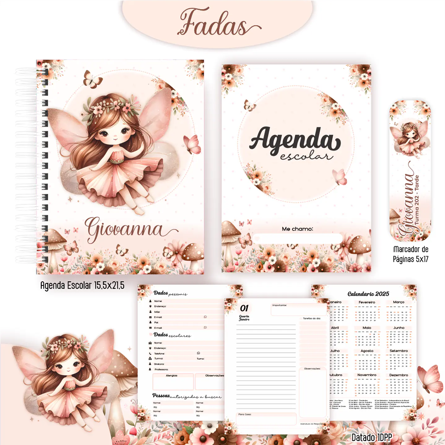 Kit Digital Encadernação Fadas - Volta às Aulas 6