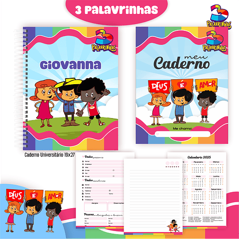Kit Digital Encadernação Três Palavrinhas – Volta às Aulas