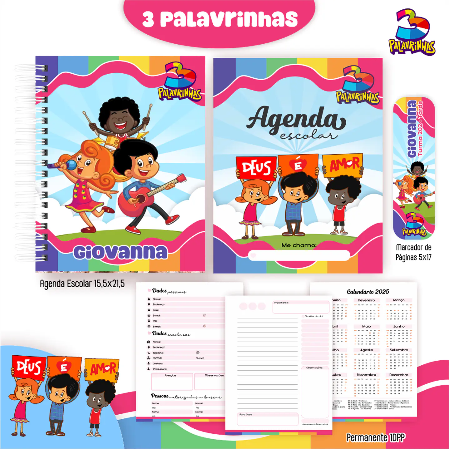Kit Digital Encadernação Três Palavrinhas – Volta às Aulas 3