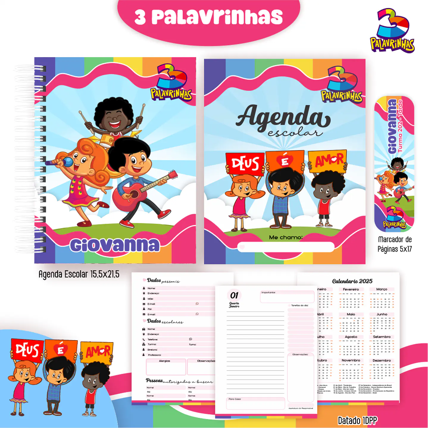 Kit Digital Encadernação Três Palavrinhas – Volta às Aulas 4