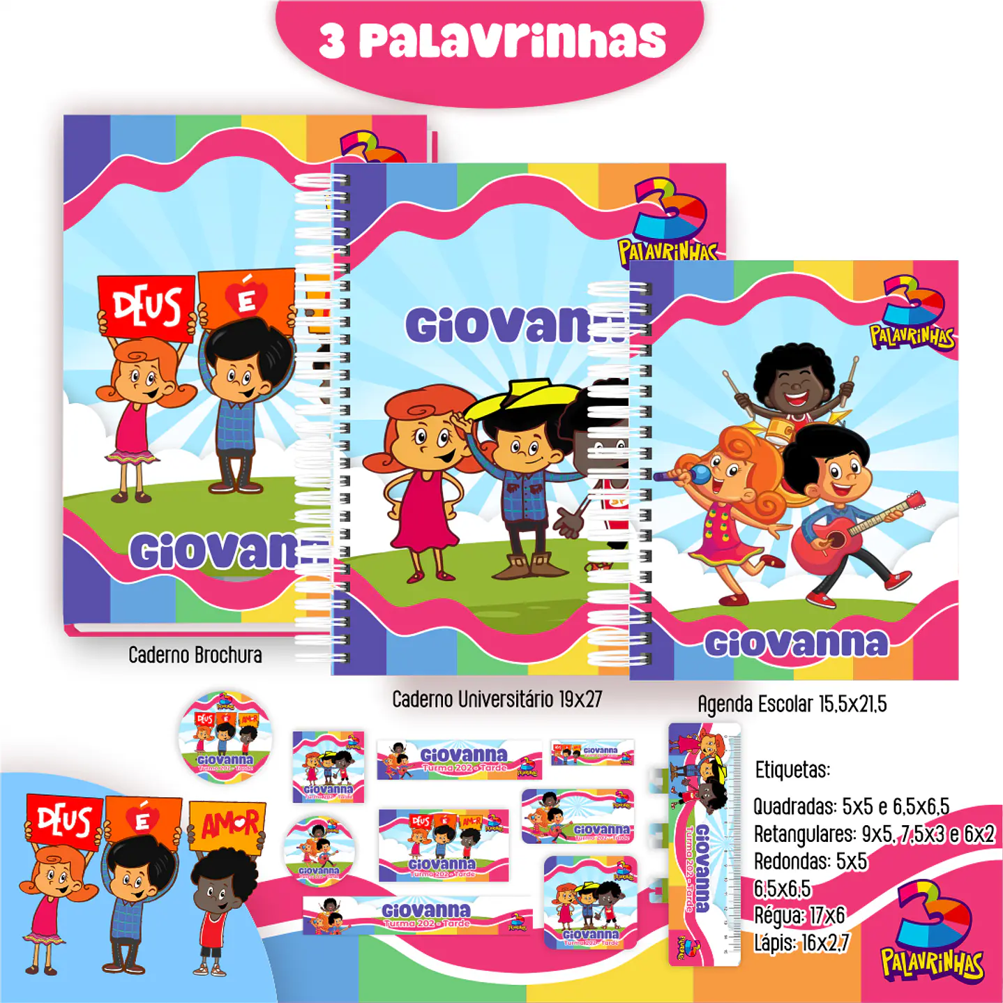 Kit Digital Encadernação Três Palavrinhas – Volta às Aulas 7