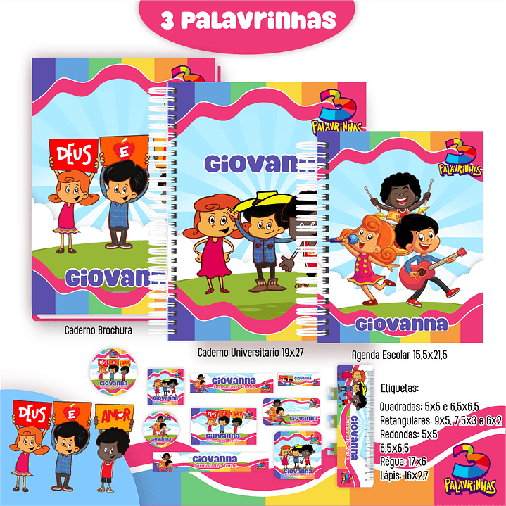 Kit Digital Encadernação Três Palavrinhas – Volta às Aulas 7