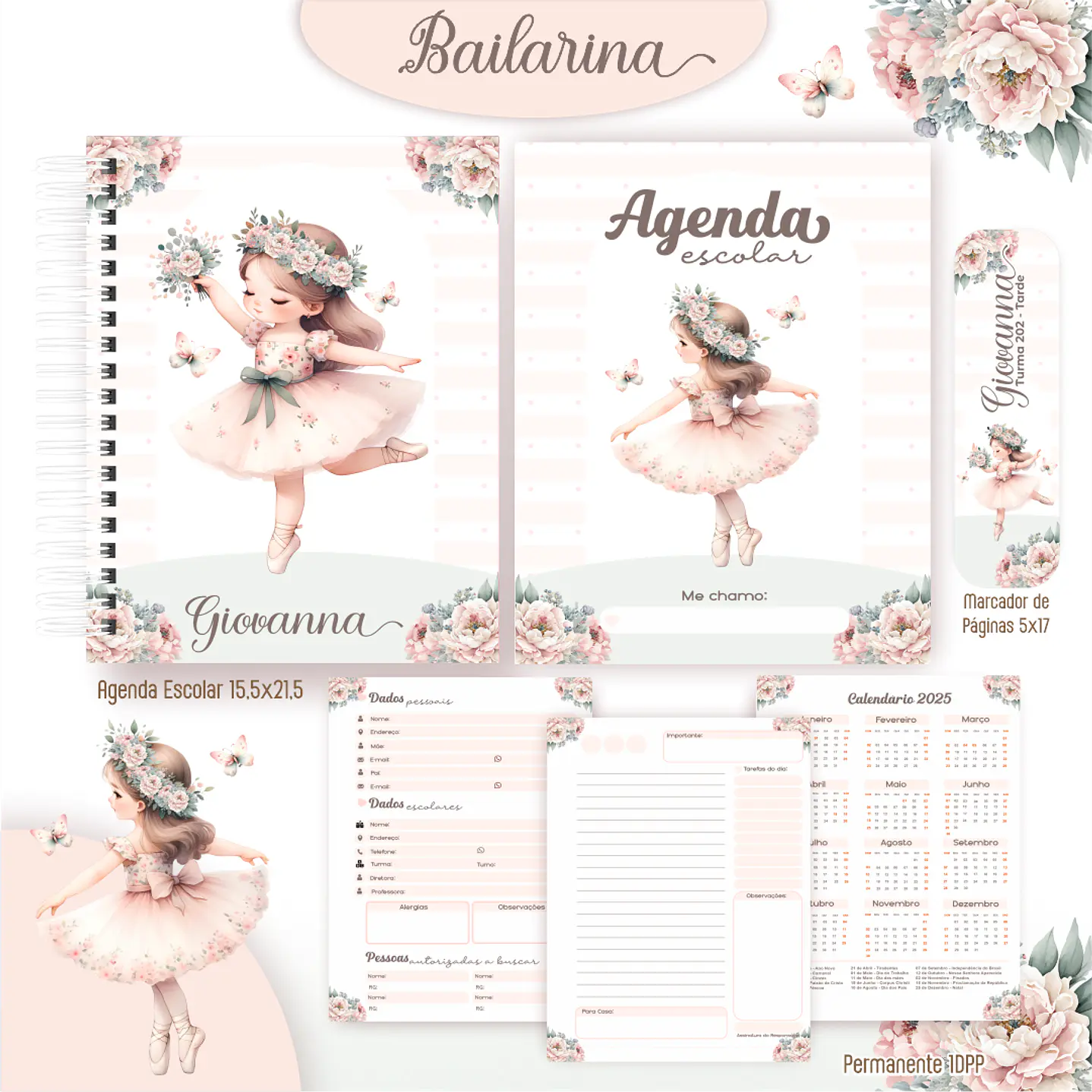 Kit Digital Encadernação Bailarinas - Volta às Aulas 5