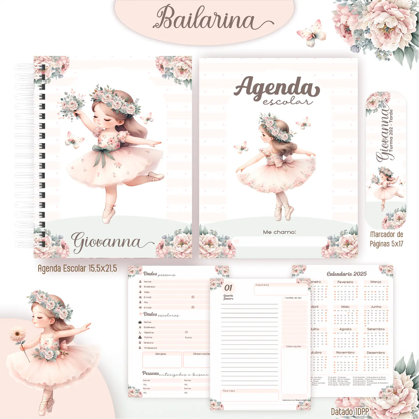 Kit Digital Encadernação Bailarinas - Volta às Aulas 2