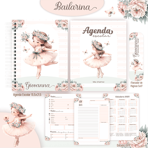 Kit Digital Encadernação Bailarinas - Volta às Aulas