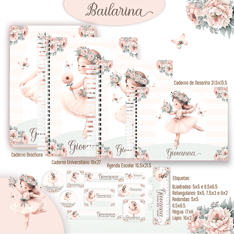 Kit Digital Encadernação Bailarinas - Volta às Aulas