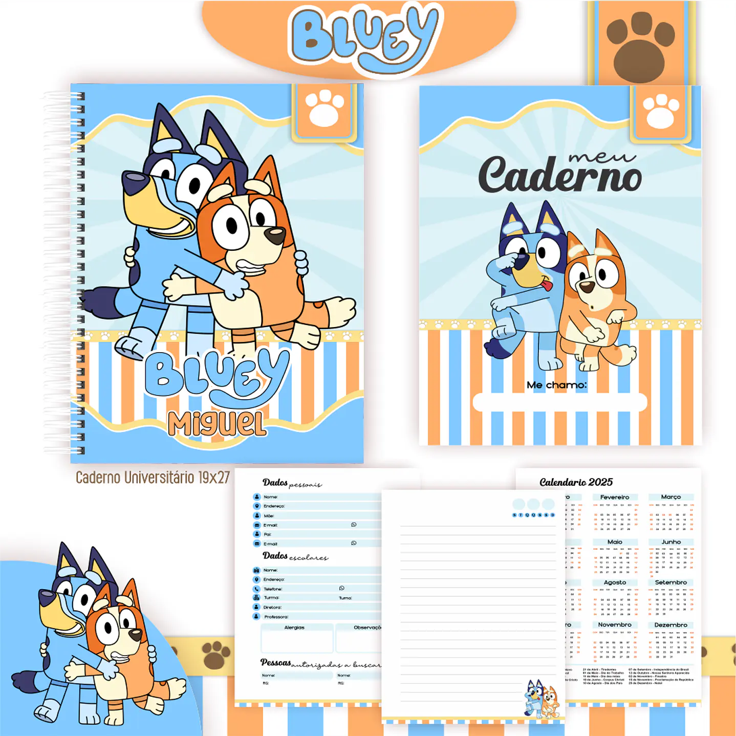 Kit Digital Encadernação Bluey - Volta às Aulas 2