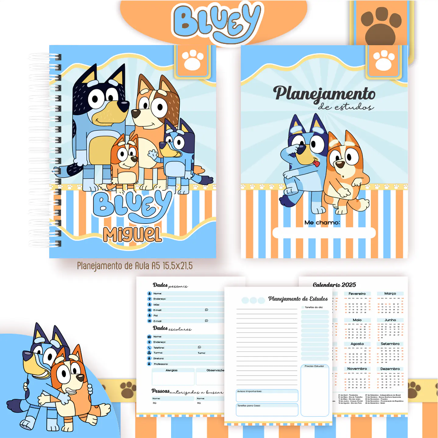 Kit Digital Encadernação Bluey - Volta às Aulas 3