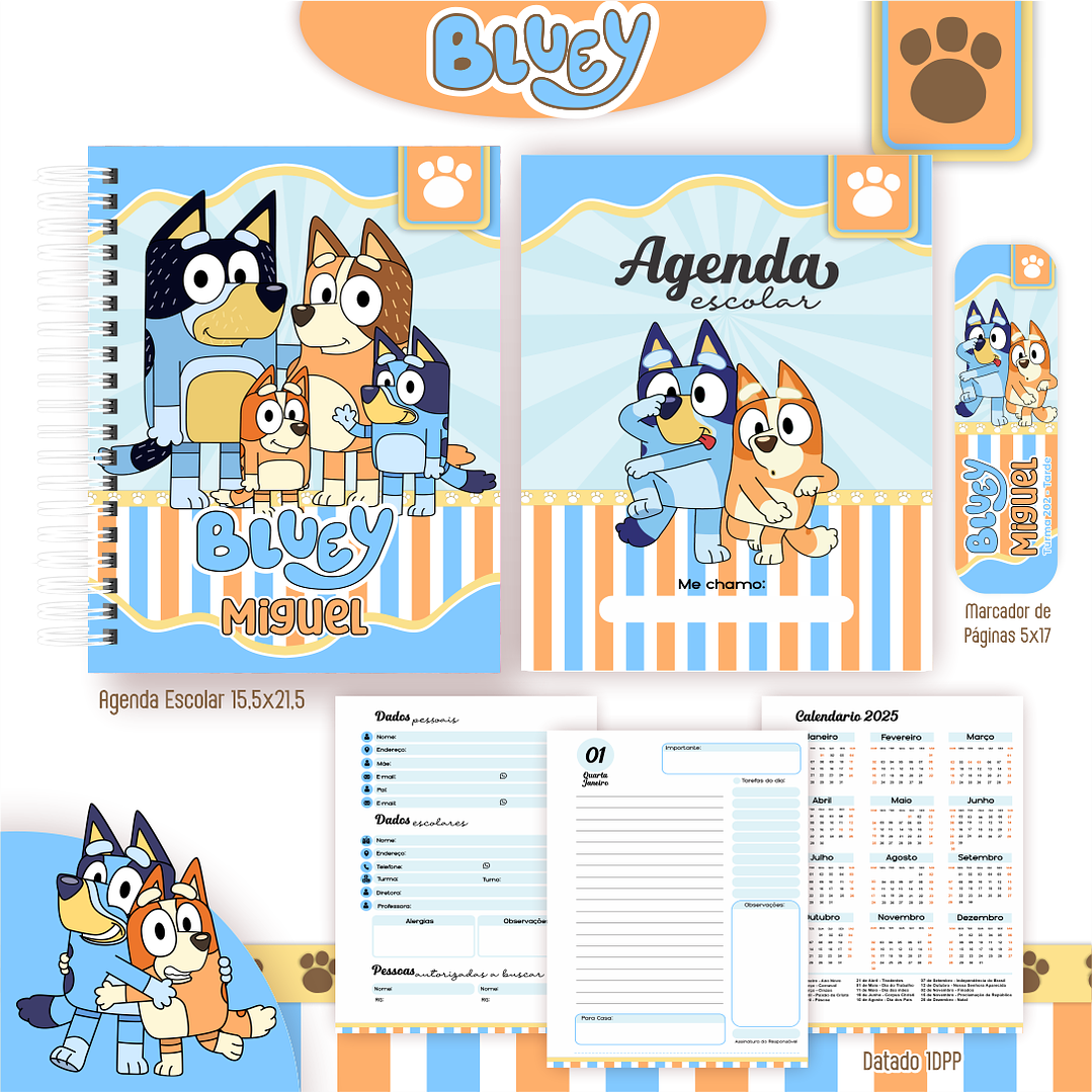 Kit Digital Encadernação Bluey - Volta às Aulas 4
