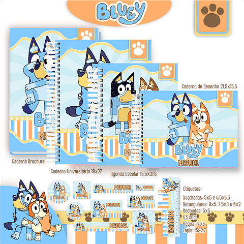 Kit Digital Encadernação Bluey - Volta às Aulas