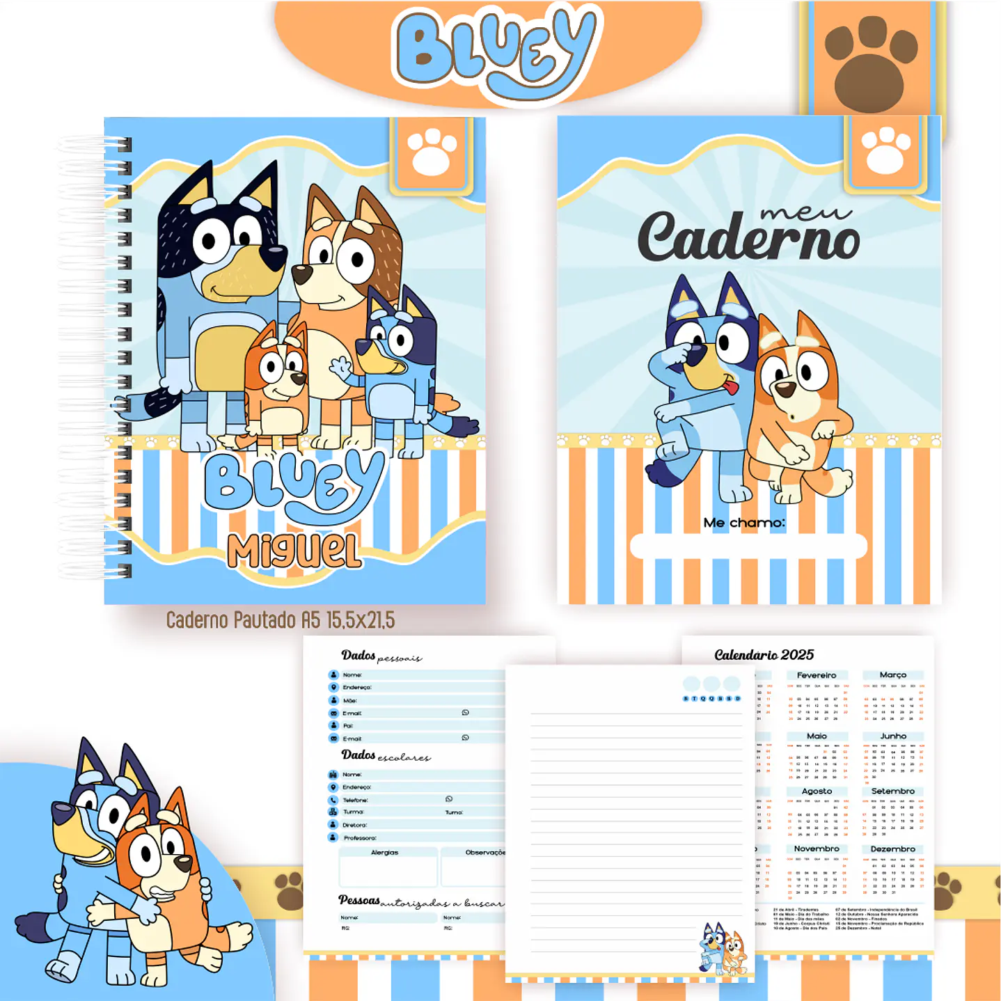 Kit Digital Encadernação Bluey - Volta às Aulas 6