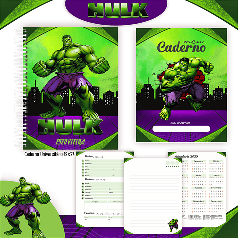 Kit Digital Encadernação Hulk - Volta às Aulas