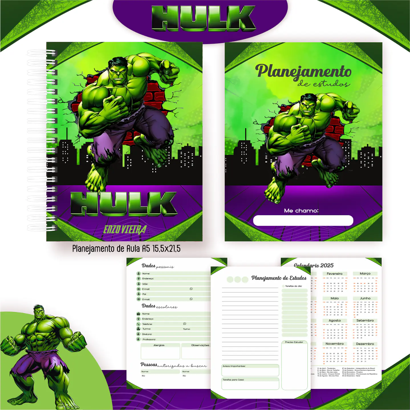 Kit Digital Encadernação Hulk - Volta às Aulas 3